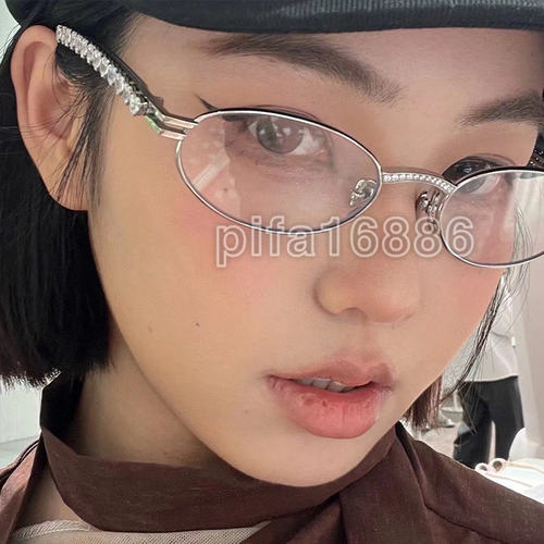 新款 耳钻光学九克拉钻石椭圆饰品带钻眼镜框女高品质barretter - 图2