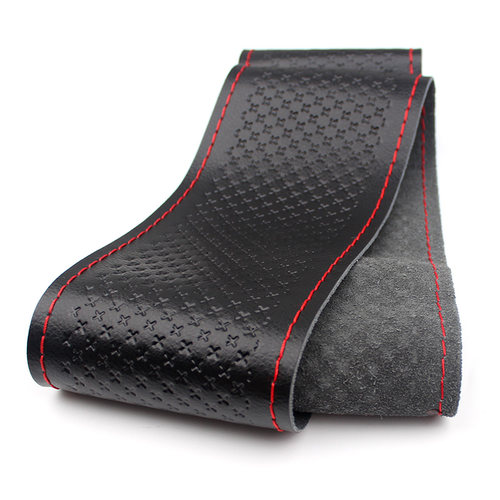 汽车印花方向盘套真皮手缝大众四季通用男女牛皮缝制皮套防滑把套 - 图1