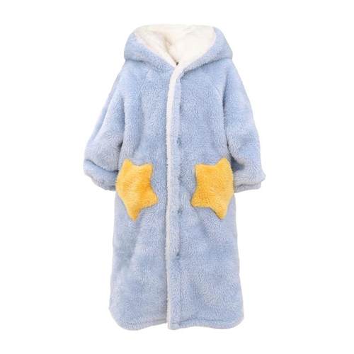 儿童睡袍秋冬季男童女童法兰绒浴袍珊瑚绒长款睡衣加厚宝宝家居服 - 图3