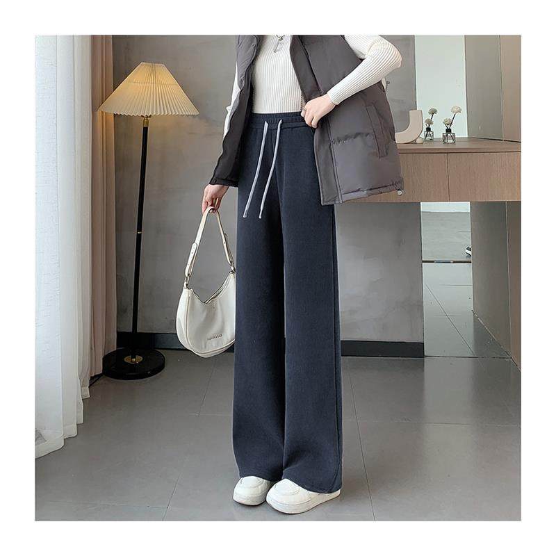 加绒雪尼尔阔腿裤女2024秋冬季加厚羊羔绒保暖显瘦直筒休闲运动裤,淘宝优惠券,粉丝福利购,淘宝优惠卷