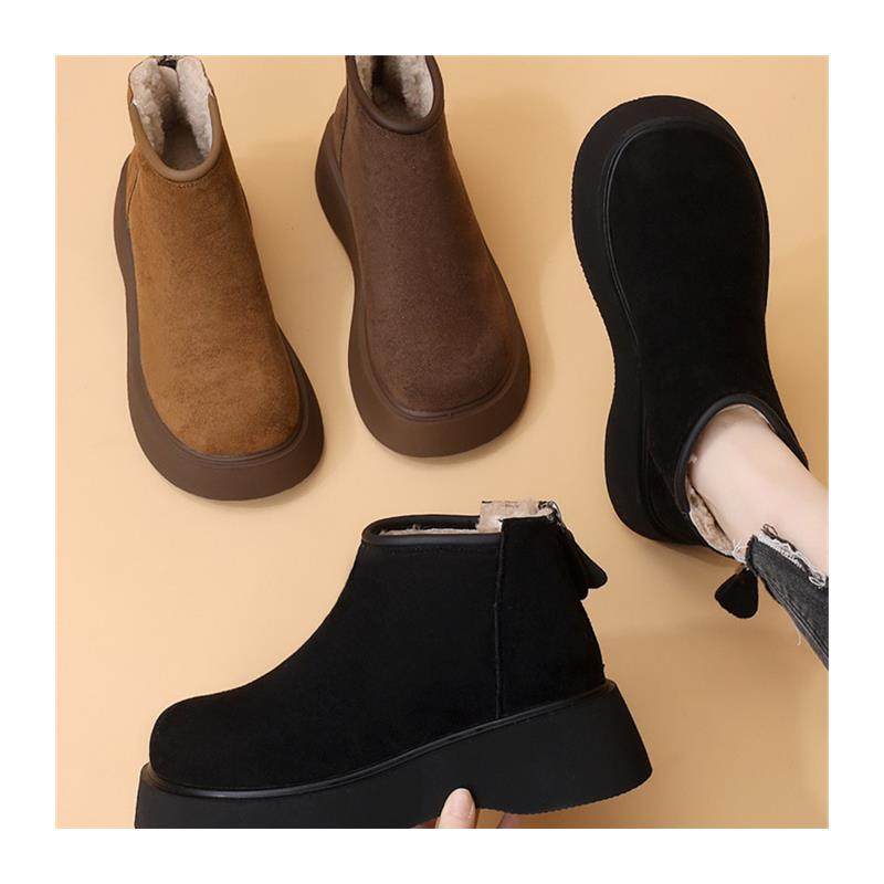 增高厚底雪地靴女2024冬季新款小个子棉靴防滑绒面后拉炼加厚棉鞋,淘宝优惠券,粉丝福利购,淘宝优惠卷