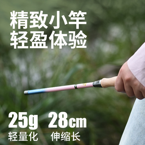 儿童小物钓鱼竿套装迷你小手竿短节钢笔溪流竿超轻超细微物钓虾竿 - 图2