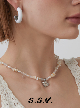 SSV浪漫海岛白色串珠项链女 甜酷风百搭锁骨链轻奢高级感送礼物