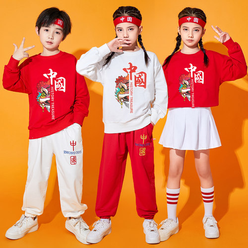 春季儿童表演服中国风幼儿园舞蹈服小学生班服啦啦队运动会演出服 - 图1