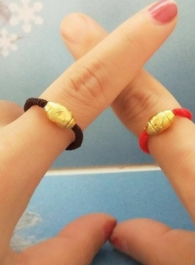 一对戒指女编织简约饰品黑红绳子手工情侣指环食指男