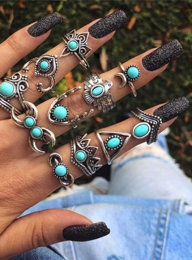 韩国组合戒指复古原宿风