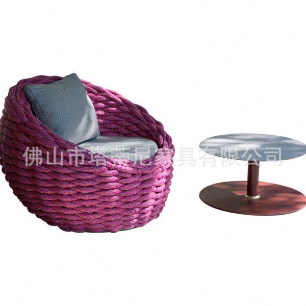 户外庭院桌椅别墅花园露台客厅休闲人家具阳台绳编藤编懒人椅,淘宝优惠券,粉丝福利购,淘宝优惠卷