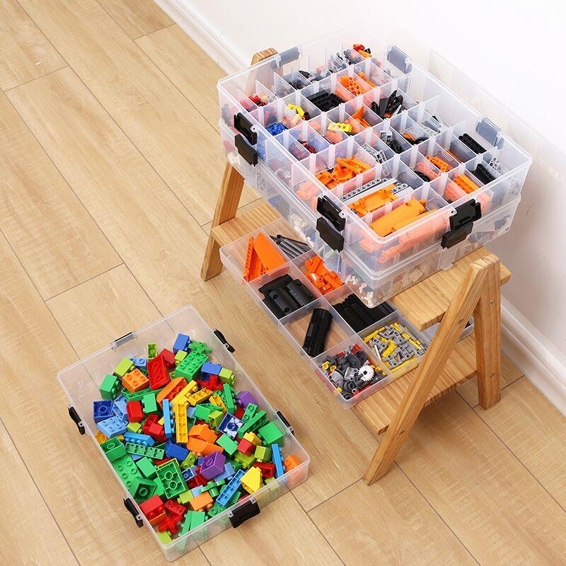 玩具收纳盒透明展示架分格透明多层装小颗粒积木零件分类盒玩具箱