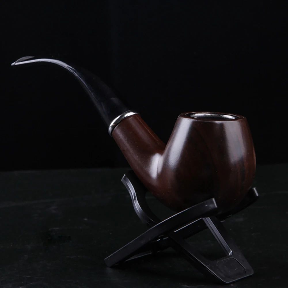 Classic Resin Smoking Pipe with Washable Filter Retro Wood G - 图3