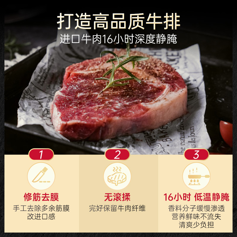 必胜客静腌西冷牛排进口牛肉原肉整切家庭儿童早餐牛扒官方旗舰店