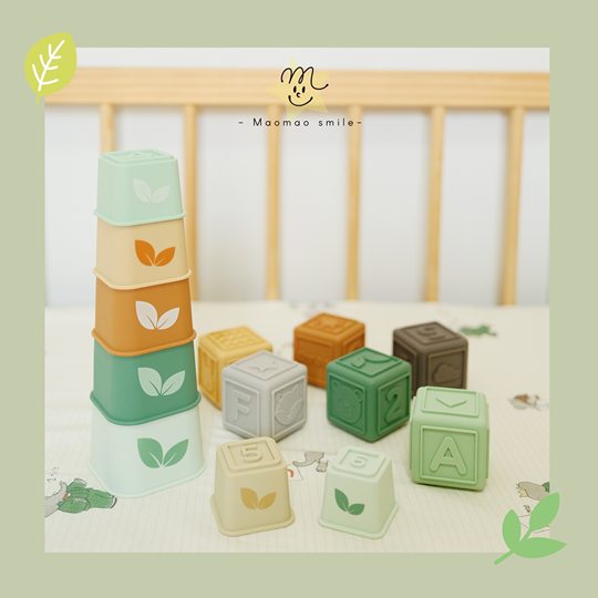 Moover has no pores and is easy to clean silicone soft building blocks