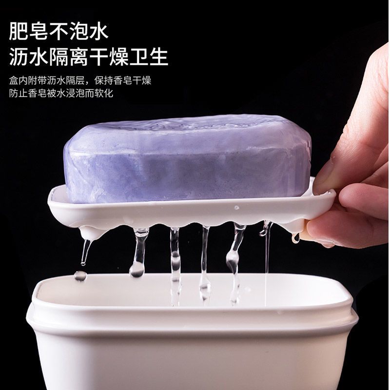 日本进口inomat洗脸便携香皂盒架带盖密封防水肥皂盒旅行沥水创意 - 图1