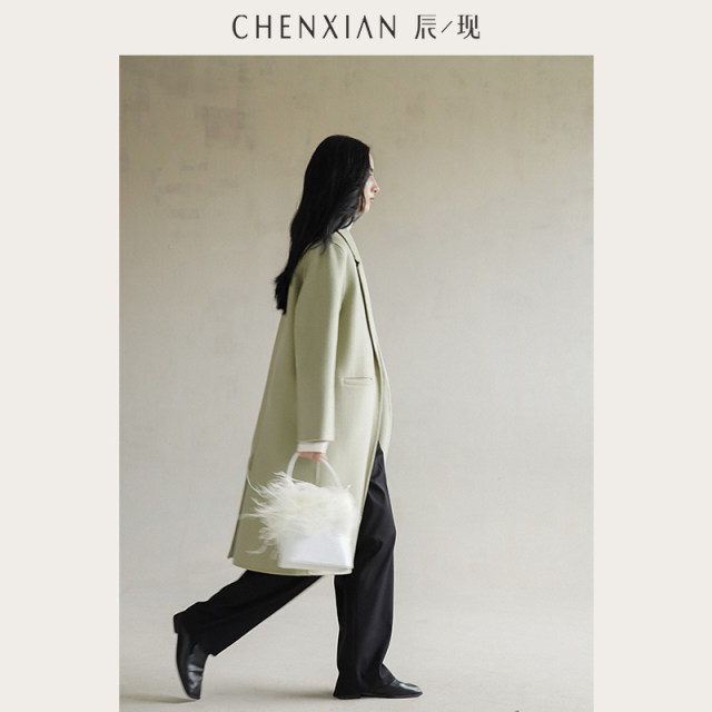 Double-sided wool woolen coat vest suit design thickened jacket mid-length women