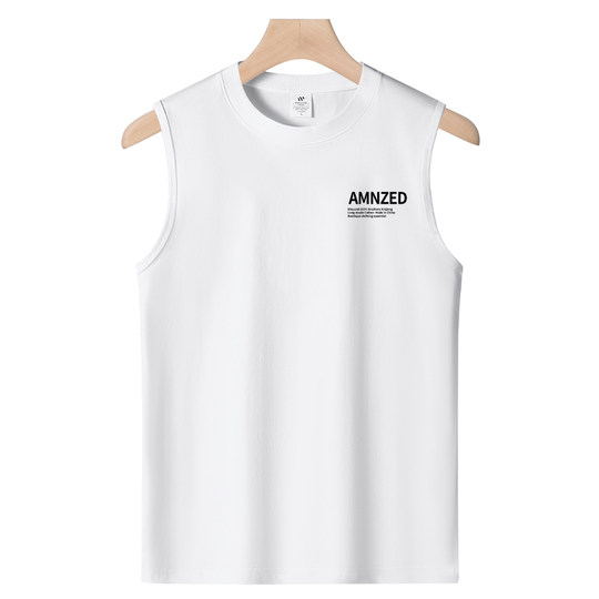 100% pure cotton wide shoulder vest men's summer loose crane sleeveless fitness sports short T-shirt base sweat shirt