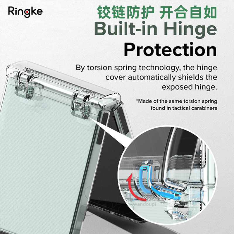 韩国Ringke透明铰链手机壳适用于三星Z flip 5轻薄可挂绳保护套zflip折叠屏W24 Flip