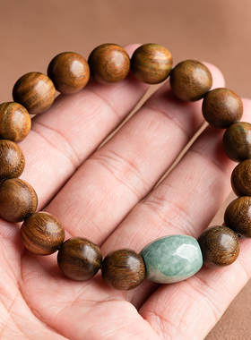 天然绿檀木手串天然翡翠手链男女