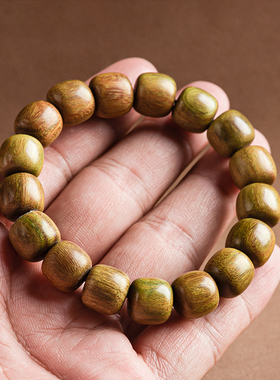 正宗绿檀木沉水手串男民族风佛珠念珠盘玩文玩檀香木学生手链女款