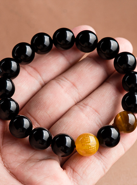 天然黑曜石情侣男女款手链