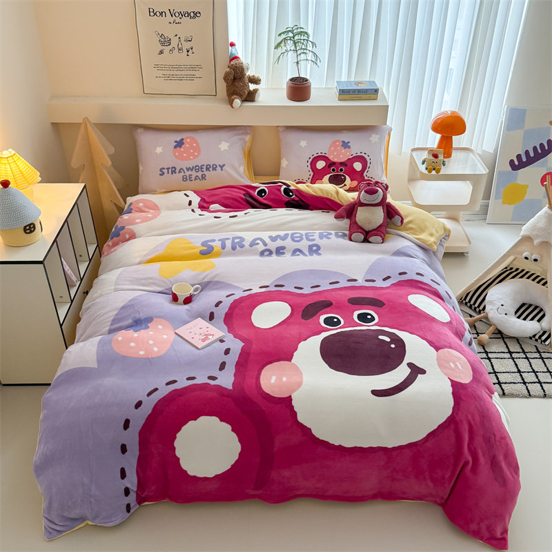 冬季加厚保暖牛奶绒四件套法兰珊瑚绒被套床笠床单人宿舍三件床上,淘宝优惠券,粉丝福利购,淘宝优惠卷