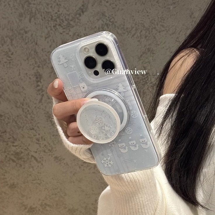 guanview ins清新西高地雪花雪人磁吸壳适用iphone16promax苹果16手机壳17pro软14双层13摇摇乐支架15防摔套,淘宝优惠券,粉丝福利购,淘宝优惠卷