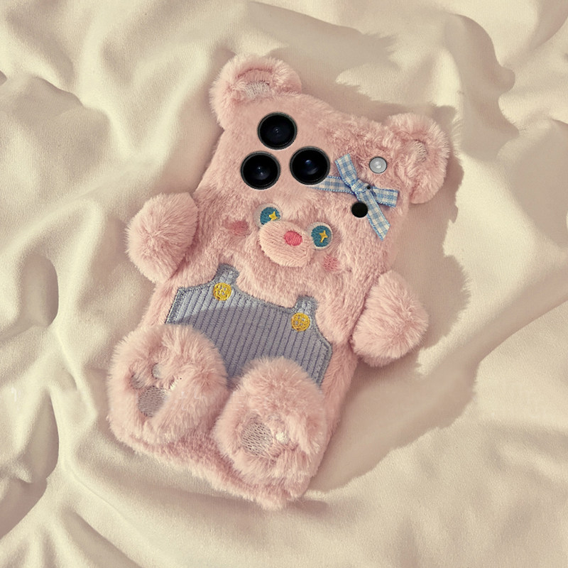 背带裤小熊适用苹果17promax手机壳华为pura80荣耀400pro小米17立体vivos30毛绒opporeno14秋冬季x200卡通软p,淘宝优惠券,粉丝福利购,淘宝优惠卷