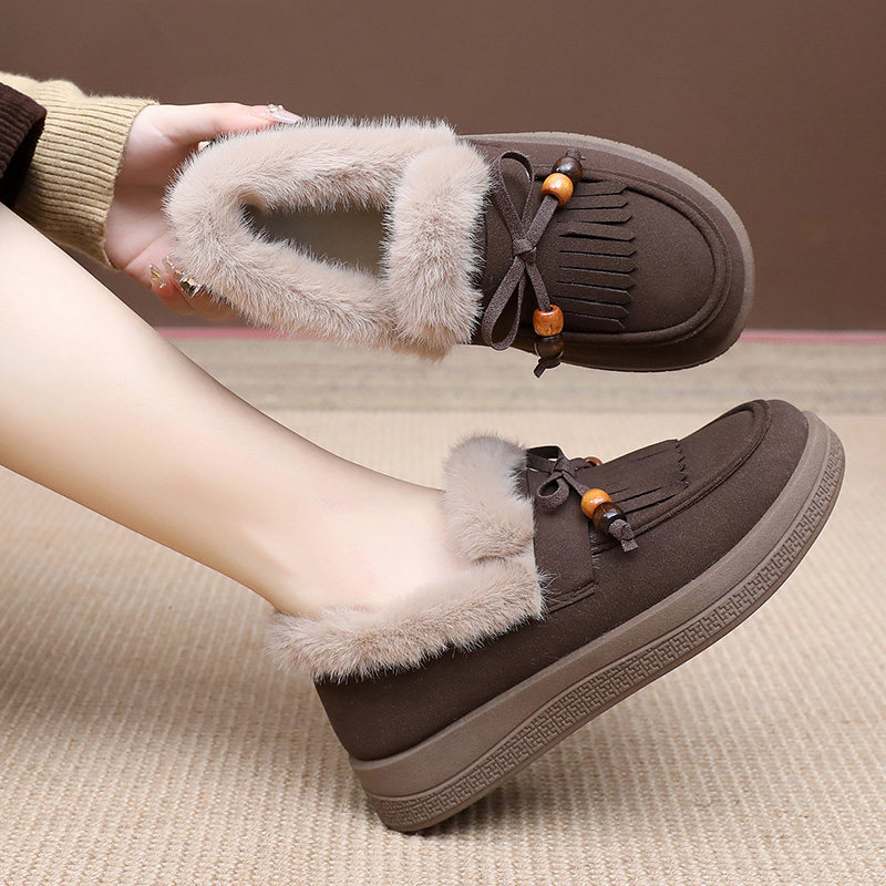 冬季加绒保暖豆豆鞋女棉鞋休闲百搭妈妈鞋老北京布鞋平底防滑女鞋,淘宝优惠券,粉丝福利购,淘宝优惠卷