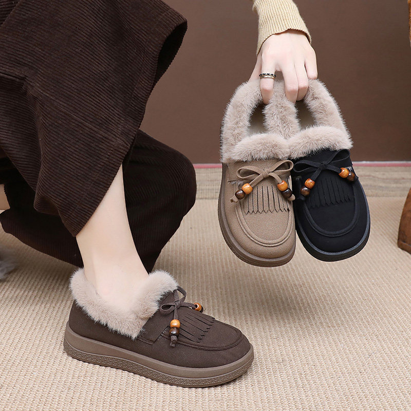 冬季加绒保暖豆豆鞋女棉鞋休闲百搭妈妈鞋老北京布鞋平底防滑女鞋,淘宝优惠券,粉丝福利购,淘宝优惠卷