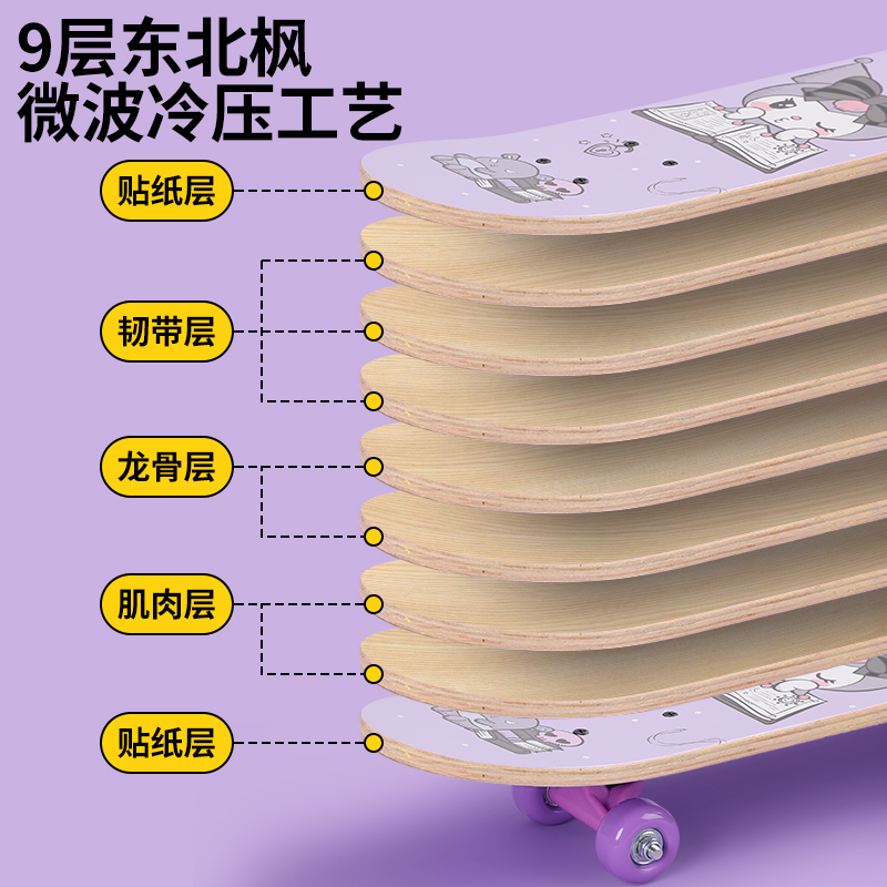 三丽鸥滑板儿童3一6岁初学者12大童库洛米女童玩具女孩四轮划板车 - 图1