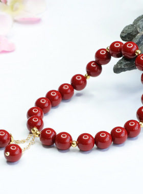 朱砂手串紫金砂相思豆中国红手链新中式民族风手饰品情侣礼物饰品