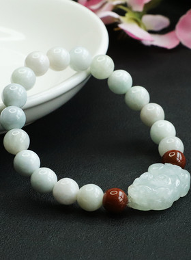 天然翡翠手串a货招财瑞兽貔貅手链8mm玉石珠宝民族风手饰品礼物