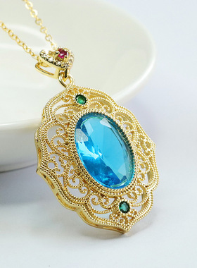 时尚首饰蓝色轻奢风吊坠红色项链女士款礼品气质文雅大气饰品