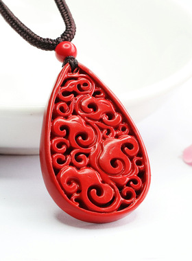 朱砂吊坠红砂水滴挂件辰砂项链新中式民族风时尚个性饰品女士礼物