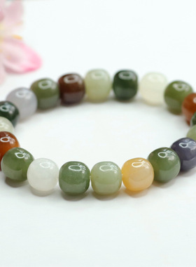 和田玉多宝简约手串烟紫糖黄玉老型珠手链新中式民族风手饰品礼物