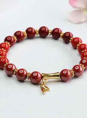 朱砂手串帝王砂紫金砂红砂多宝节节高升竹子手链女士款民族风饰品