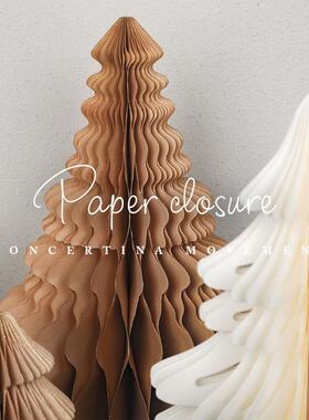 风琴式圣诞树摆件圣诞挂件商场橱窗节G日背景装饰用品撒金粉高端