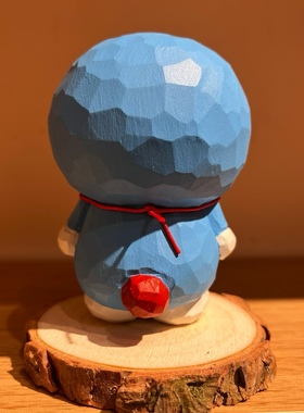 多拉a梦木雕机器猫摆件礼品实木手工雕刻手作礼品网红热销新款