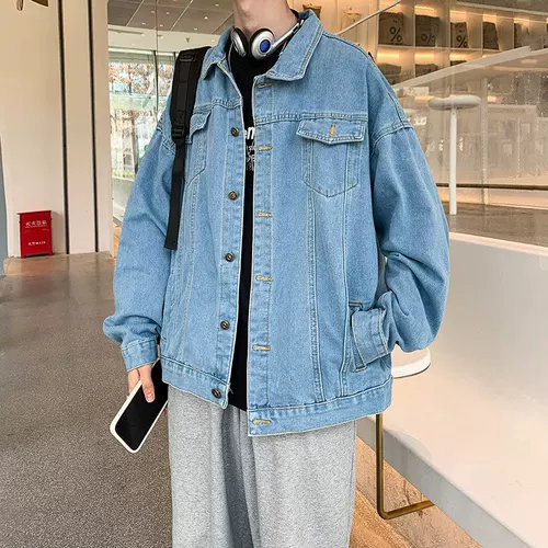 Tide, джинсовая мужская осенняя трендовая куртка, в корейском стиле, свободный крой