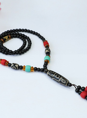 九眼天珠玛瑙项链玉髓藏式民族风饰品复古民族风饰品吉祥纳福礼物