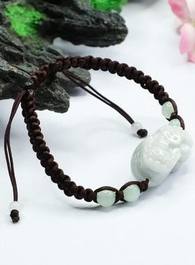 天然翡翠手串a货玉石瑞兽貔貅招财纳福手绳珠宝女士饰品情侣礼物