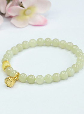 天然和田玉晴水手串蜜蜡多子多福莲蓬手链首饰新中式民族风手饰品