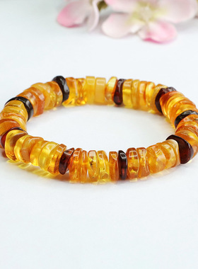 天然琥珀多宝手串血珀金珀蜜蜡平安扣手链女士吉祥纳福礼物饰品