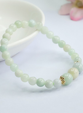 天然翡翠手串a货玉石三生三世金色花帽手链珠宝男女情侣简约饰品