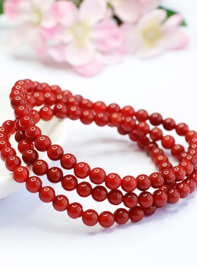 红玛瑙满红手链108颗圆珠项链南红色新中式民族风手饰品女士礼物