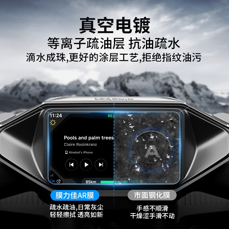 膜力佳适用九号m395cmax电动车仪表屏幕AR膜f2z110高清防反光贴膜 - 图0