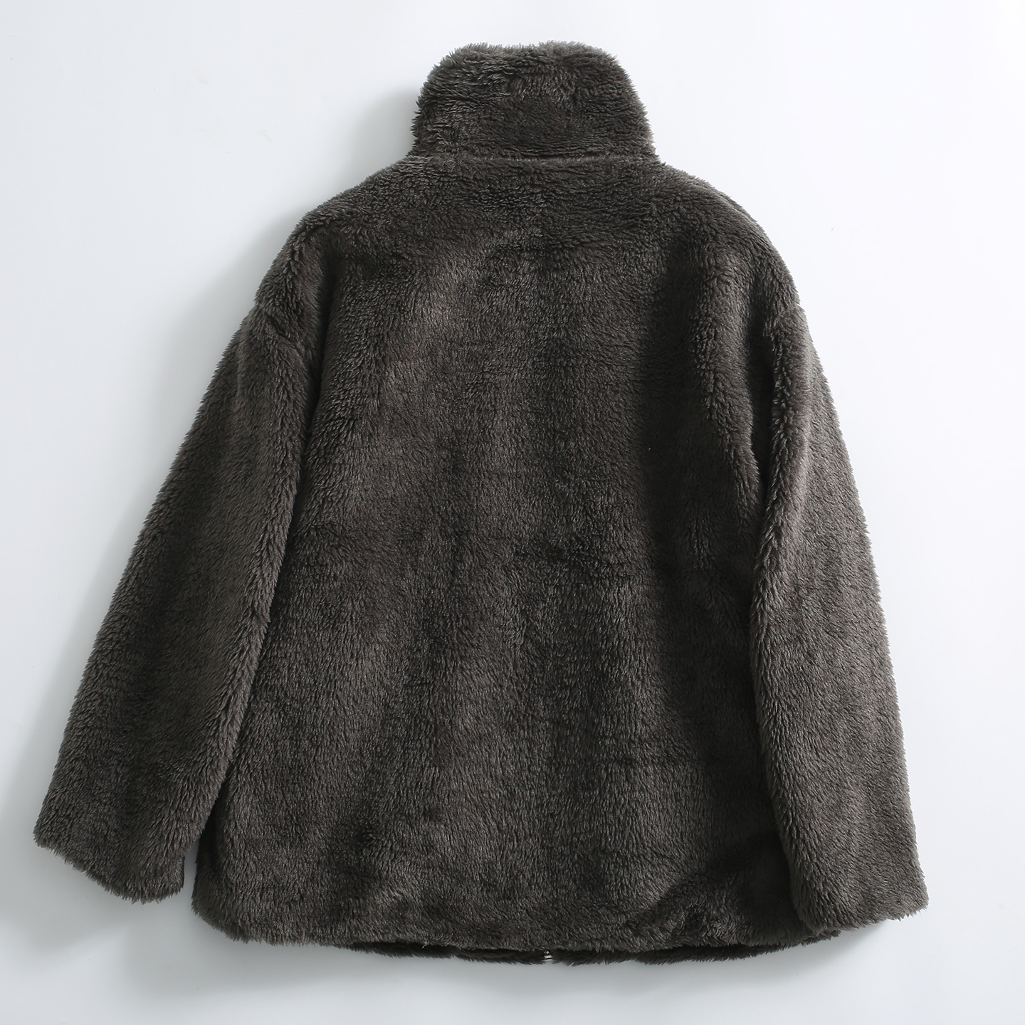 看着就暖和！宽松柔软绵羊毛混纺长毛绒加厚保暖立领休闲外套女冬 - 图0