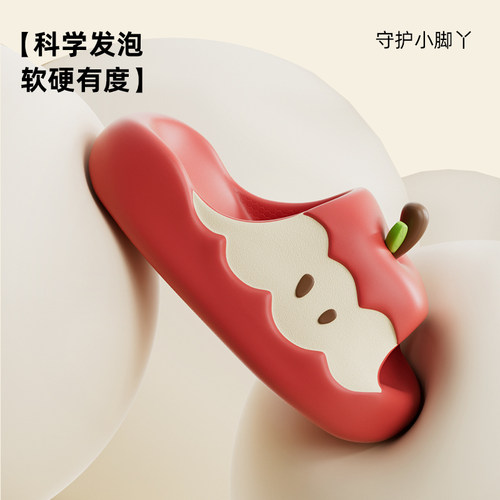 babycrayon儿童拖鞋红苹果女童2025新款夏季可爱防滑EVA外出凉拖 - 图0