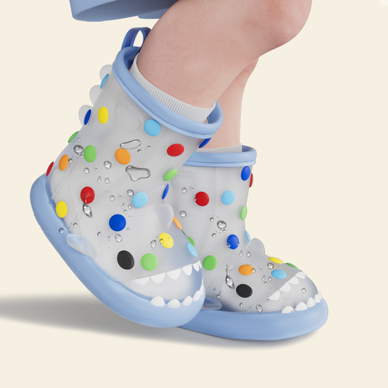 babycrayon彩虹鲨鱼儿童雨鞋女防滑防水男童女童胶鞋雨靴宝宝,淘宝优惠券,粉丝福利购,淘宝优惠卷