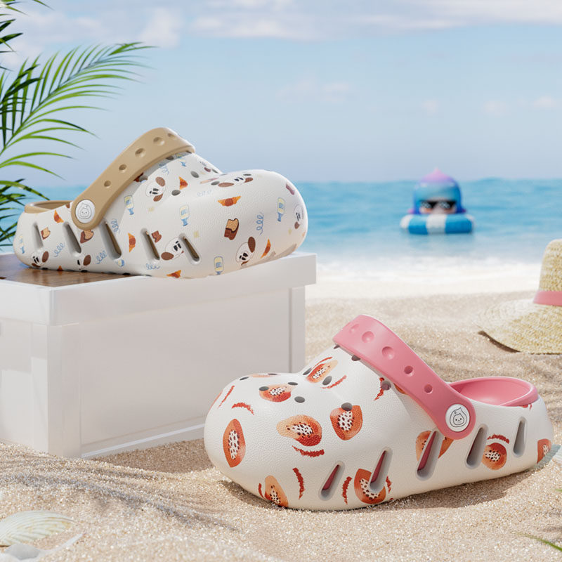babycrayon儿童拖鞋男孩洞洞鞋印花小狗夏季户外女防撞包头沙滩鞋,淘宝优惠券,粉丝福利购,淘宝优惠卷