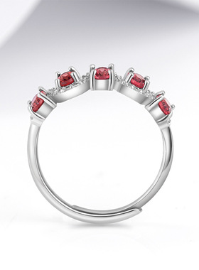 正品天然彩色宝石石榴石戒指原创设计女款男女款手饰时尚简约高档
