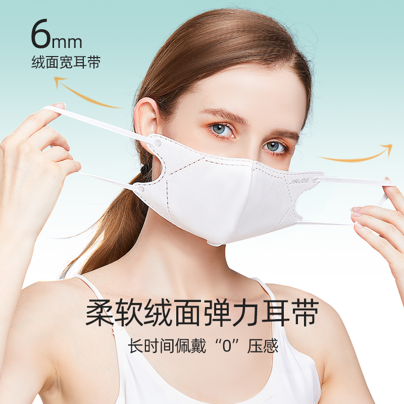 集瑞德三层白色3d立体防护口罩成人不勒耳薄款透气含熔喷布30片